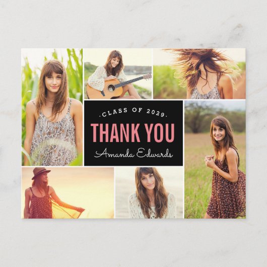 Modern 6 fotocollage Afstuderen dank u Briefkaart (Voorkant)