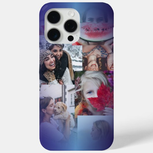 Modern 6 Fotocollage Blauw verloop Case-Mate iPhone Case (Achterkant)