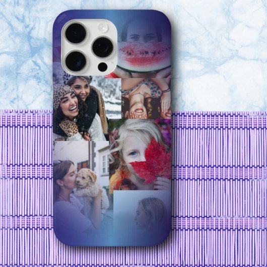 Modern 6 Fotocollage Blauw verloop Case-Mate iPhone Case