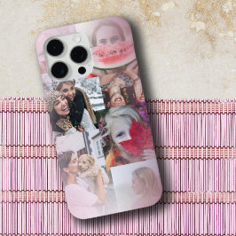 Modern 6 Fotocollage Blush Roze iPhone 15 Pro Max Hoesje