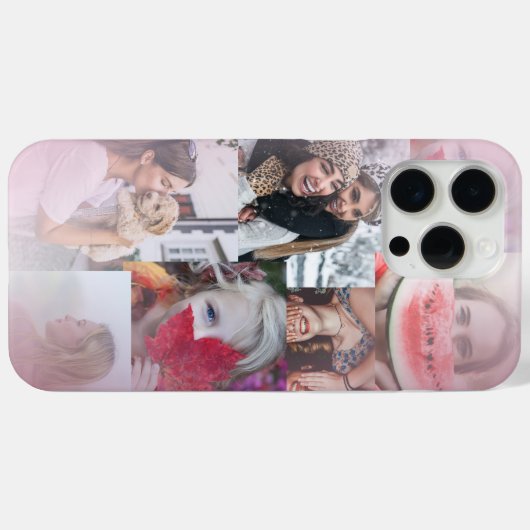 Modern 6 Fotocollage Blush Roze Case-Mate iPhone Case (Achterkant (horizontaal))