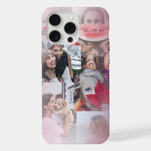 Modern 6 Fotocollage Blush Roze iPhone Hoesje (Achterkant)