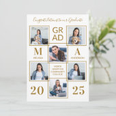 Modern 6 Fotocollage Custom Chic Gold Afstuderen Aankondiging (Staand voorkant)