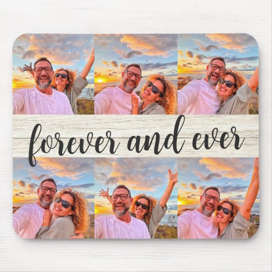 Modern 6 Fotocollage Custom Monogram Muismat (Voorkant)