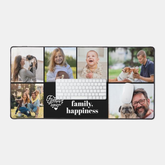 Modern 6 Fotocollage en Tekst Aangepaste Monogram  Bureaumat (Keyboard & Muis)