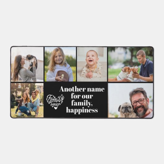 Modern 6 Fotocollage en Tekst Aangepaste Monogram Bureaumat (Voorkant)