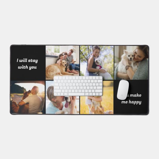 Modern 6 Fotocollage gepersonaliseerd monogram Bureaumat (Keyboard & Muis)