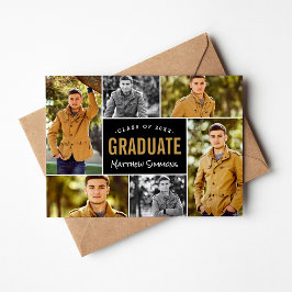 Modern 6 Fotocollage Graduation Party Kaart