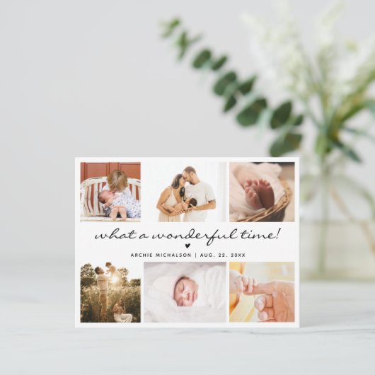 Modern 6 Fotocollage Nieuwe baby dank u Feestdagenkaart (Staand voorkant)