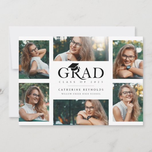 Modern 6 foto's Afstuderen Aankondiging (Voorkant)