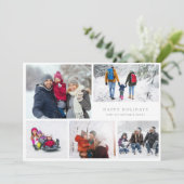 modern 6 multi Photo Collage vrolijk kerstfeest Feestdagenkaart (Staand voorkant)
