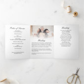 Modern 6-pagina Trifold 2-foto begrafenisprogramma Drieluik Programma (Binnen)