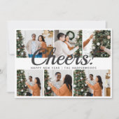 Modern 6 Photo Collage Cheers Happy New Year  Feestdagenkaart (Voorkant)