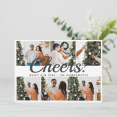 Modern 6 Photo Collage Cheers Happy New Year  Feestdagenkaart (Staand voorkant)