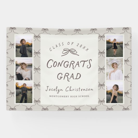 Modern 6 Photo Collage Congrats Grad Graduation Spandoek (Horizontaal)