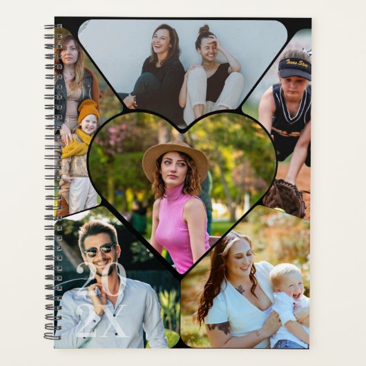 Modern 6 Photo Collage Family Personalized Planner (Voorkant)