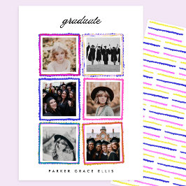 Modern 6 Photo Collage Frames Graduate High School Aankondiging