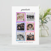 Modern 6 Photo Collage Frames Graduate High School Aankondiging (Staand voorkant)