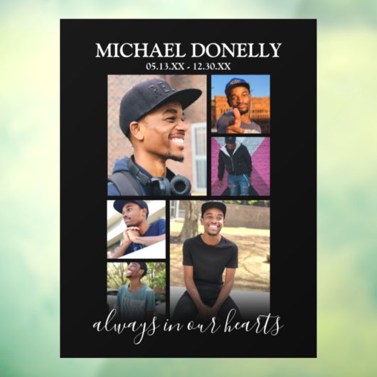 Modern 6 Photo Collage Memorial Raamsticker (Vel 3)