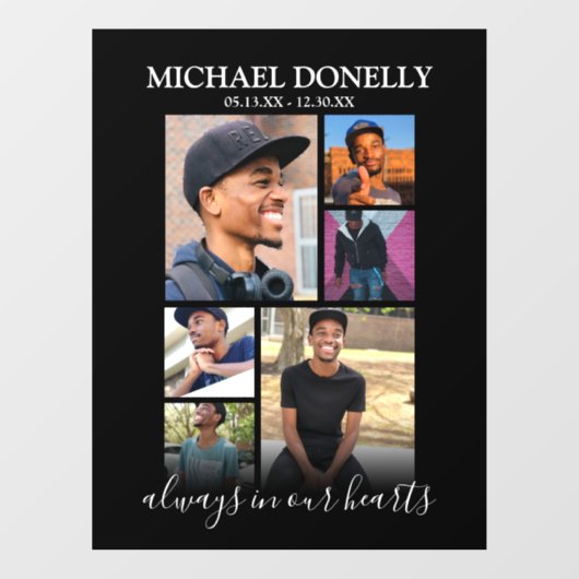 Modern 6 Photo Collage Memorial Raamsticker (Vel)