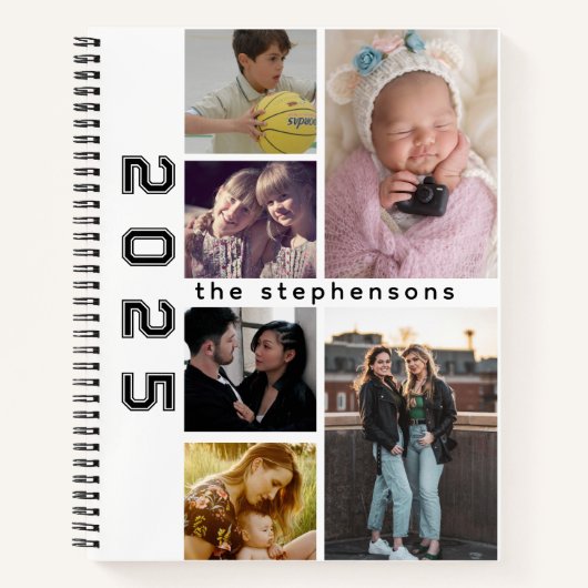 Modern 6 Photo Collage Personalized Notitieboek (Voorkant)