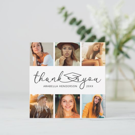 Modern 6 Photo Graduation Bedankkaart (Staand voorkant)