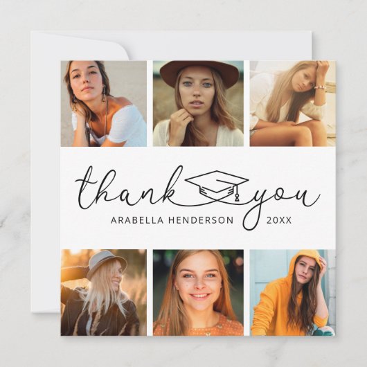 Modern 6 Photo Graduation Bedankkaart (Voorkant)