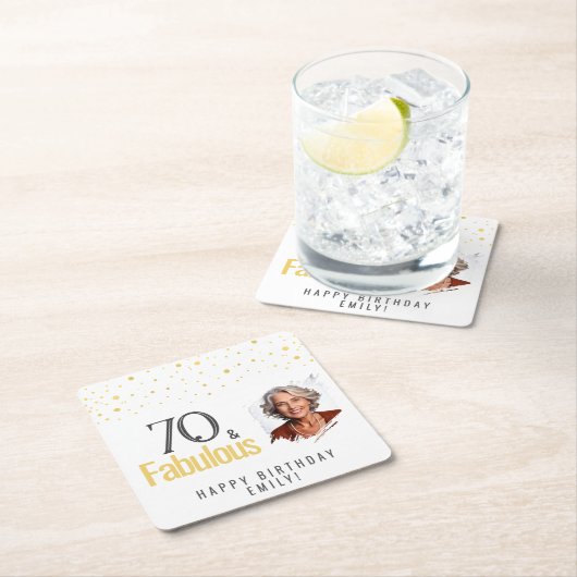 Modern 70 and Fabulous Birthday Photo Kartonnen Onderzetters (Insitu)