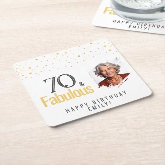 Modern 70 and Fabulous Birthday Photo Kartonnen Onderzetters (Schuin)