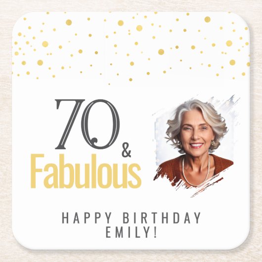Modern 70 and Fabulous Birthday Photo Kartonnen Onderzetters (Voorkant)