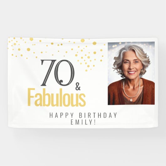 Modern 70 and Fabulous Birthday Photo Spandoek (Horizontaal)
