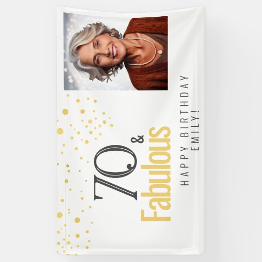 Modern 70 and Fabulous Birthday Photo Spandoek (Verticaal)