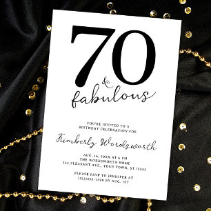Modern 70 en Fabulous Script Zeventigste Verjaarda Kaart