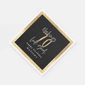 Modern 70 zwart en goud typografie verjaardagsfees servet (Hoek)