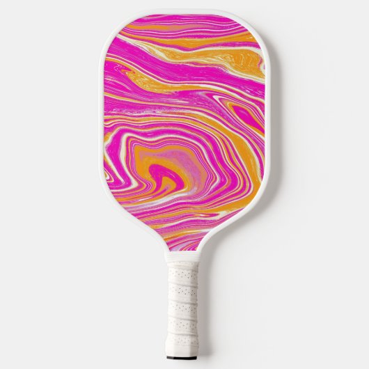 Modern 70s 80s Pink Swirl Pickleball Paddle (Achterkant)