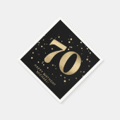 Modern 70th Seventy Birthday | Gold Black Glitter Servet (Hoek)