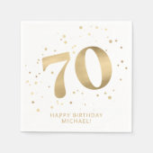 Modern 70th Seventy Birthday | Gold Glitter  Servet (Voorkant)
