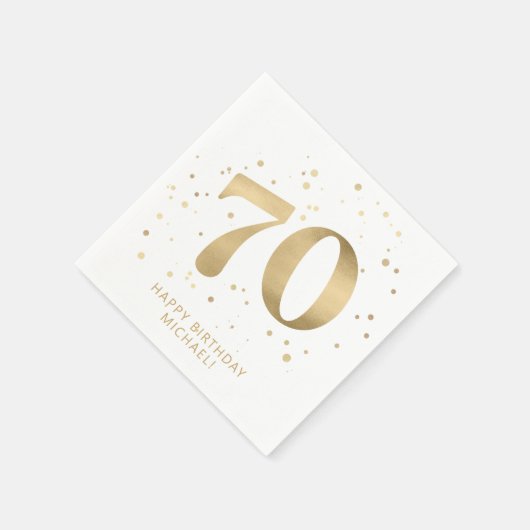 Modern 70th Seventy Birthday | Gold Glitter  Servet (Hoek)