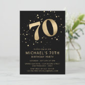 Modern 70th Seventy Birthday Photo Gold Glitter Kaart (Staand voorkant)