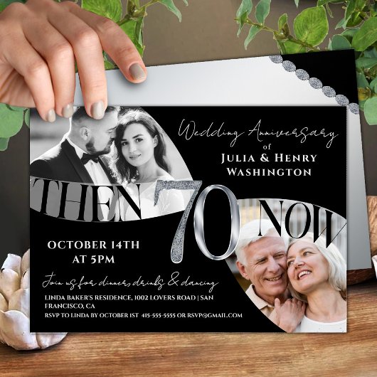 Modern 70th Wedding Anniversary Kaart