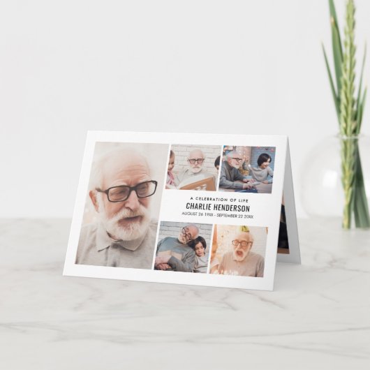 Modern 7-foto begrafenisprogramma met bio & gedich programma (Voorkant)