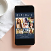 Modern 7 Fotocollage Blauw Afstuderen Aankondiging