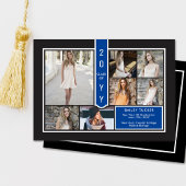 Modern 7-Photo College Navy Blue Black Afstuderen Aankondiging