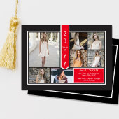 Modern 7-Photo College Red & Black Afstuderen Aankondiging