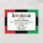 Modern 7 Principes Green Red Black Kwanzaa Visitekaartje (Voorkant)