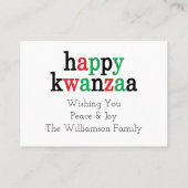 Modern 7 Principes Green Red Black Kwanzaa Visitekaartje (Achterkant)