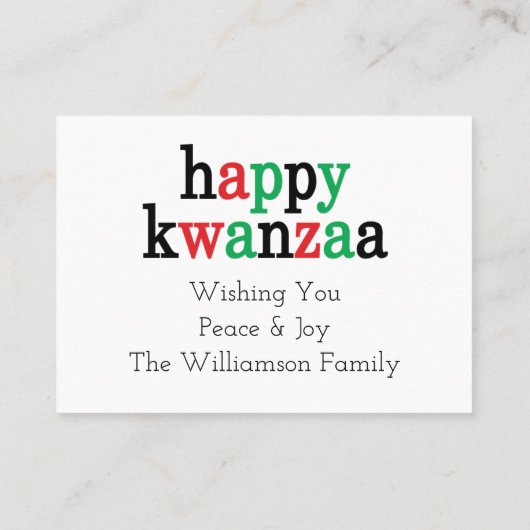 Modern 7 Principes Green Red Black Kwanzaa Visitekaartje (Achterkant)