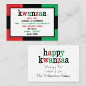Modern 7 Principes Green Red Black Kwanzaa Visitekaartje (Voorkant / Achterkant)