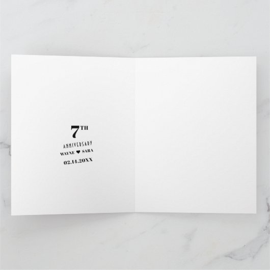 Modern 7e koperen wol Jubileum Kaart (Binnen)