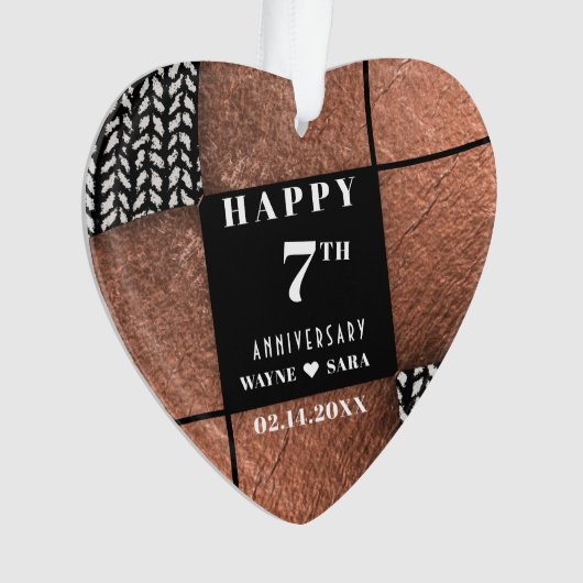 Modern 7e koperen wol Jubileum Ornament (voorkant)